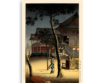 Kiyomizu Tea Shop: Traditional Japanese Painting with Central Geisha - Ukiyo-e Wall Art Unique Gift Idea