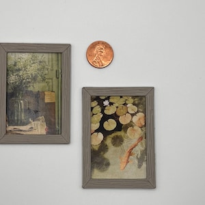 OOAK Miniature wall art set of 2. Dollhouse artwork.