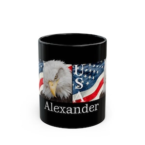 Custom Patriotic Mug - Personalized USA Eagle Flag Coffee Cup, Ideal for Birthdays, Father&#39;s Day, 4th of July, Gift for Patriot, USA