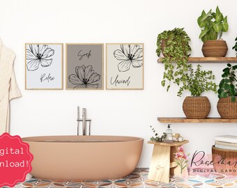 Gracie Oaks Rustic Bathroom Wall Décor Wood Sign Relax Soak Unwind Sign 3 Piece Unframed Textual Art Set On Wood W009641285
