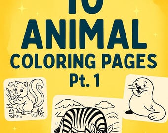 10 kleurplaten voor kinderen | Dieren, auto's en eenhoorns | Afdrukbare activiteitenbladen voor kinderen | Leuke digitale pdf-download