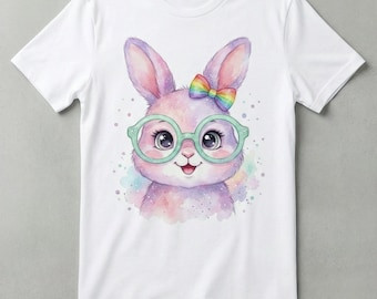 Schattige schattige konijntjes bril aquarel clipart PNG SVG, Instant Easter Babyshower downloaden – bespaar op prints!