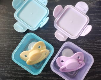 Plain Adult Pacifier with Storage Box - little space, agere, age regression, sensory, sleep aid, soother, dummy, binkie, oral fixation, paci