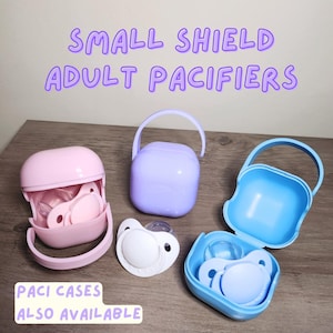 Chupete para adultos Small Shield con caja de almacenamiento: espacio pequeño, edad, regresión de edad, sensorial, chupete, chupete, fijación oral, chupete