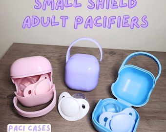 Small Shield Adult Pacifier with Storage Box - little space, agere, age regression, sensory, soother, dummy, binkie, oral fixation, paci