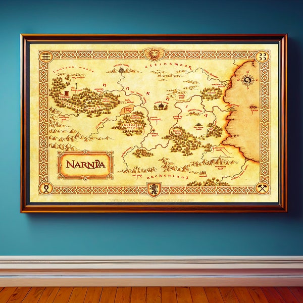 Narnia map, map of Narnia, Narnia Wall Art,The Chronicles of Narnia : The Lion, The Witch and the Wardrobe,Movie Poster Gift,Map Wall Art
