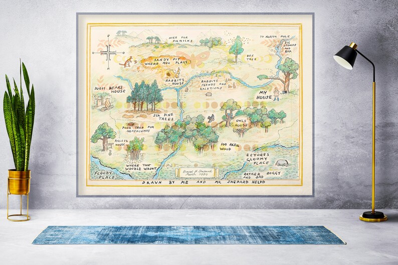 100 Acre Wood Map Printable Winnie-the-pooh Classic Map, Baby Shower ...