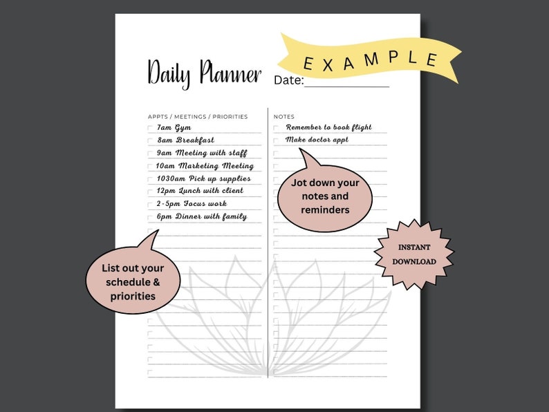 Printable Schedule Checklist Goodnotes Daily Planner Page Printable to
