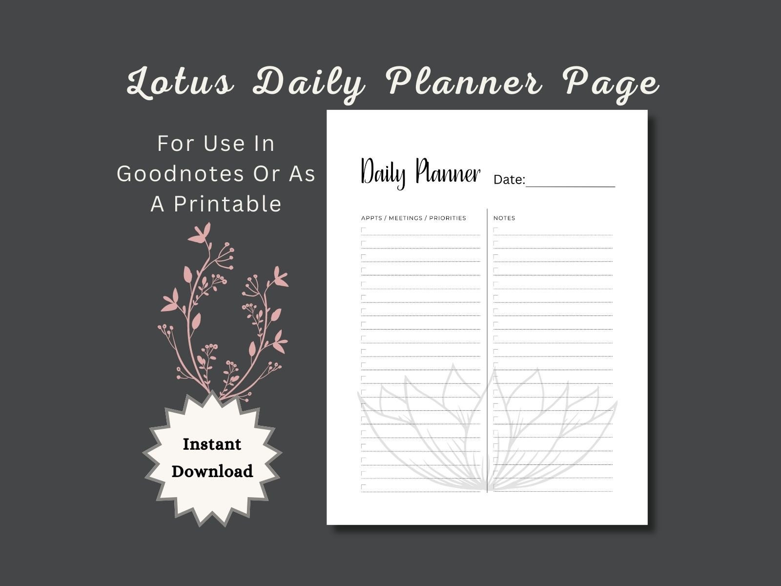 Printable Schedule Checklist Goodnotes Daily Planner Page Printable to ...