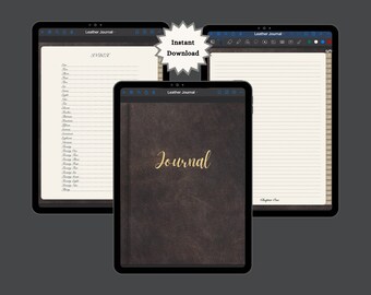 Leder Digitales Journal Portrait Goodnotes Digitales Notizbuch für iPad mit 12 Hyperlink Abschnitten Notability PDF Digital Journal