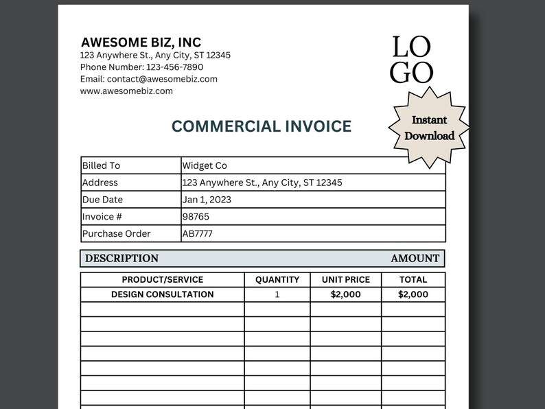 Customizable Invoice Template Canva Simple Editable Invoice Etsy