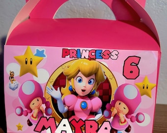 Pink Princess Peach Favor Box Princess Peach Goodie Box Princess Peach Birthday Super Mario custom Gable Box Pink Birthday Party Princess