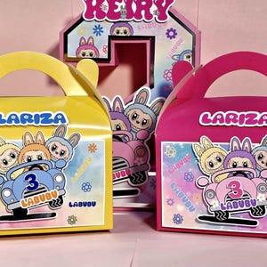 Labubu Favor Box Pink labubu Box Boy Labubu Birthday Labubu custom Gable Box Labubu Gift BoxI