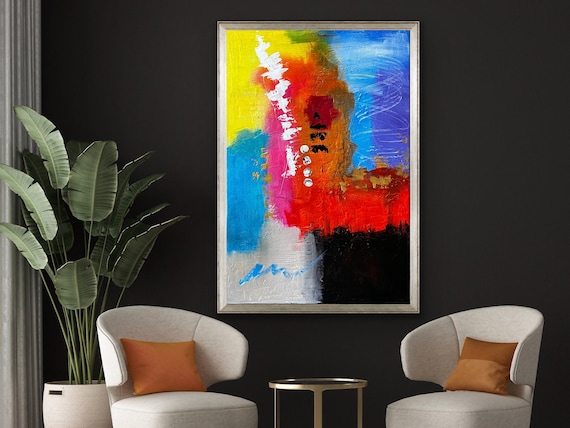 Original Large Vibrant Abstract Wall Art, 3d Textured Acrylic ...