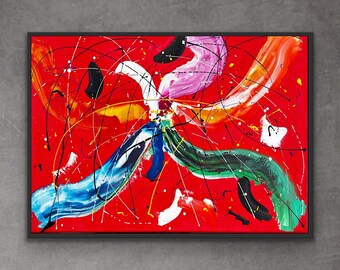 Red - Multicolor Abstract Art|Modern Art| Texture Abstract Art| Large Abstract Painting Wall decor