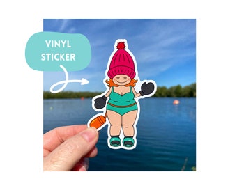 Cold Water Wild Swimmer Gloss Vinyl Sticker