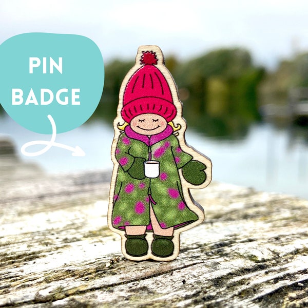 All Dryrobe No Knickers Wooden Pin Badge