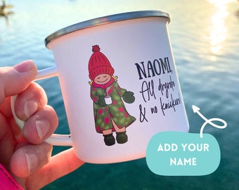 Personalised All Dryrobe and No Knickers Enamel Mug