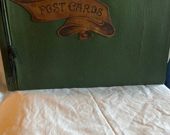 Vintage leather post card book