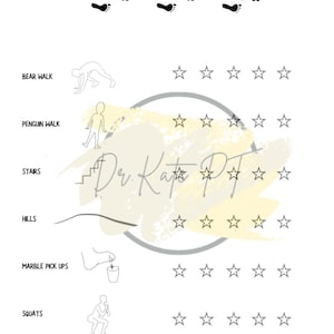 Kids Toe Walking Exercises Physical Therapy Handout and Exercise Chart