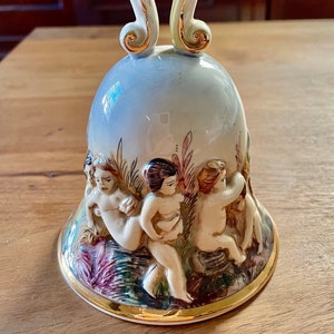 Capodimonte Italian Porcelain Bell with Cherubs