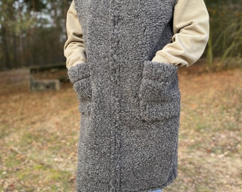 Merino Wolle Weste für Frauen, hochwertige Wolle Weste für Frauen, lange Wolle Weste. Handgemachte Wollweste. Größe S-XXXL  Lammwolle MERINO