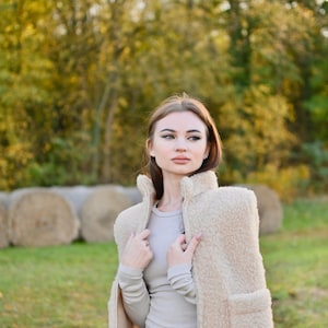 Handmade Women&#39;s Wool Vest | Winter Vest Made of Sheep&#39;s Wool | Warm & Elegant | With Hood or Collar | Personalization Available