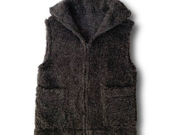 Gilet en laine 100% LAINE laine vierge - taille S - XXXL - laine d'agneau mérinos laine mérinos douce et chaude gilet en laine mérinos fait main noir