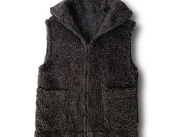 Wollen vest 100% WOL scheerwol - maat S - XXXL - lamswol merinowol merino zacht en warm merinowol vest handgemaakt zwart