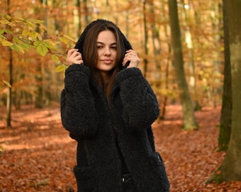 MERINO Wool Jacket, Lambswool, Size S - XXXL, 100% Merino Wool, Hooded Jacket Made from Sheep Wool, Natural, Mulesing-free Wool Jacket
