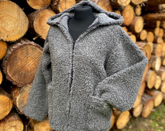 Veste en laine MERINO laine d'agneau taille S - XL Veste 100% laine mérinos avec capuche en laine de mouton naturelle