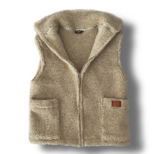 Gilet laine 100% LAINE laine vierge taille S XXXL laine d'agneau laine mérinos beige mérinos Gilet en laine mérinos doux et chaud fait main image 8