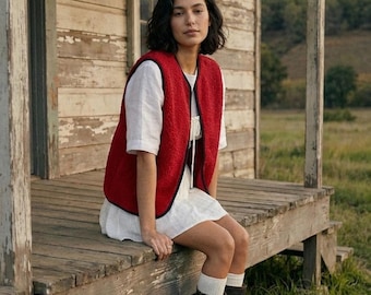 Merino Wollweste Damen Regular Fit Teddyweste Naturwolle Warm Minimalistisch Handmade Cozy Frühling Sommer Weste