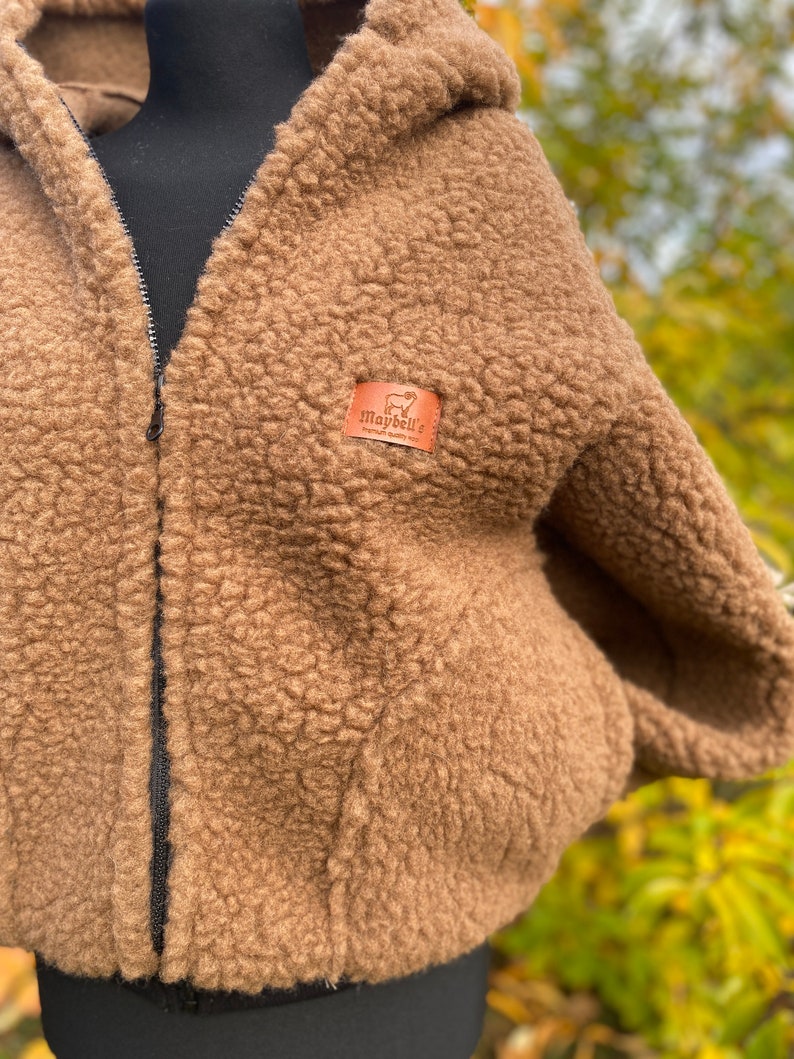 Wolljacke MERINO Lammwolle Größe S XL 100% Merinowolle Jacke mit Kapuze aus Schafwolle NEU Bild 6
