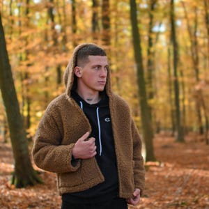 Men&#39;s wool jacket with hood 100% lambswool merino wool jacket sheep&#39;s wool S-XXXL wool jacket lambswool size natural wool MERINO