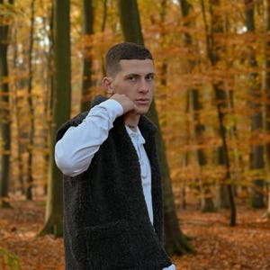Herren weste aus 100% Wolle, natürliche Schafwolle, Merinowolle, weiche und warme handgefertigte Weste für Herren, Geschenk für Männer