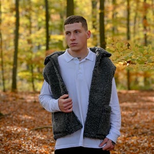 Herren weste aus 100% Wolle, natürliche Schafwolle, Merinowolle, weiche und warme handgefertigte Weste für Herren, Geschenk für Männer