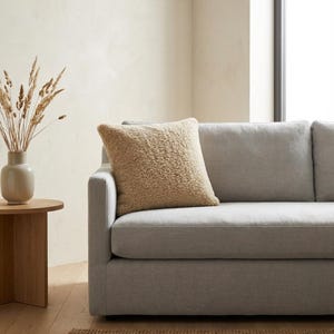 Beige Teddy Pillow Cover | Boucle Cushion | Minimalist Home Decor | Neutral Throw Pillow | Cozy Sofa Pillow image 4