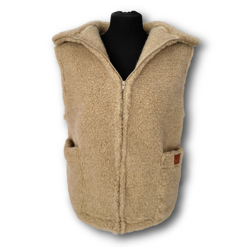 Gilet laine 100% LAINE laine vierge taille S XXXL laine d'agneau laine mérinos beige mérinos Gilet en laine mérinos doux et chaud fait main image 1