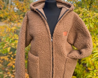 Veste unisexe en laine mérinos, veste avec col et fermeture éclair, laine mérinos. Fabriqué à partir de laine de mouton de première qualité, fabriqué à la main