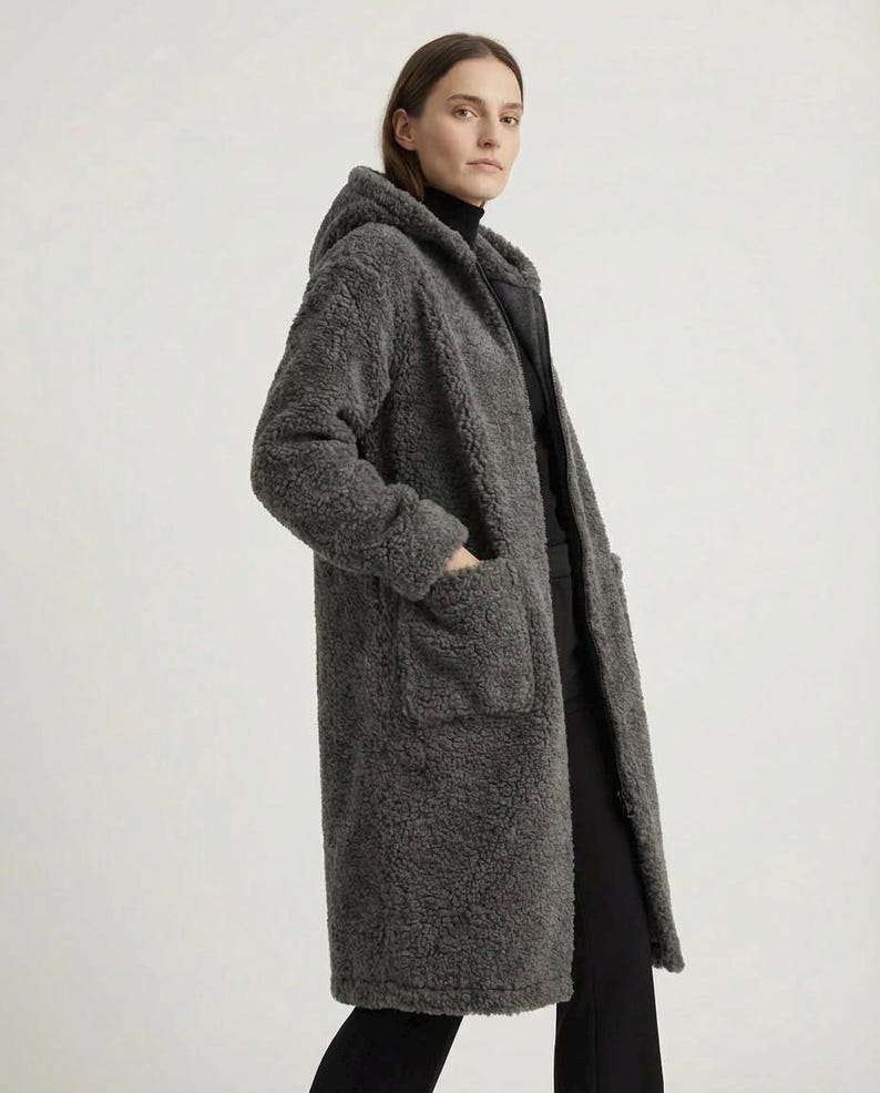 Valentine's Day gift: Wool coat, wool jacket, long, sizes S - XXXL, MERINO lambswool, 100% wool, sheep's wool jacket, NEW image 17