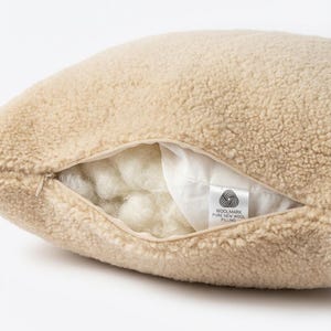 Beige Teddy Pillow Cover | Boucle Cushion | Minimalist Home Decor | Neutral Throw Pillow | Cozy Sofa Pillow image 9