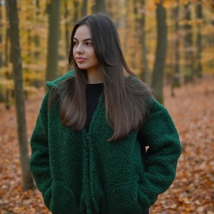 Wool jacket MERINO lambswool size xs - xl 100% Merino wool jacket with hood made of sheep&#39;s wool NEW Women
