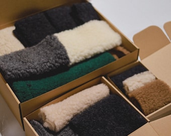 Large creative box L made from 100% merino wool fabric – thick, soft wool fabric – teddy wool fabric