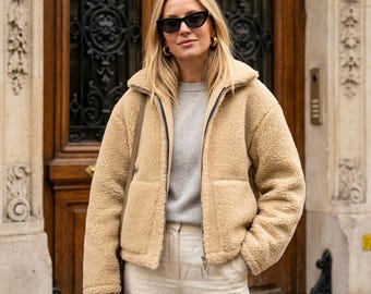 Women's Wool Jacket Winter Jacket Made of Sheep's Wool LUMI Wool Teddy Jacket, Merino Wool Coat for Women - Warm Autumn/Winter Gift for Her