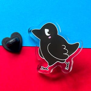 Cute Black Crow Acrylic Pin