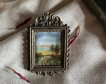 Original Oil Painting Landscape • Vintage Wall Decor • Tiny Landscape Oil Painting • Oil Painting On Canvas