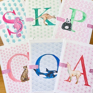 Alphabet initial animal carte avec enveloppe