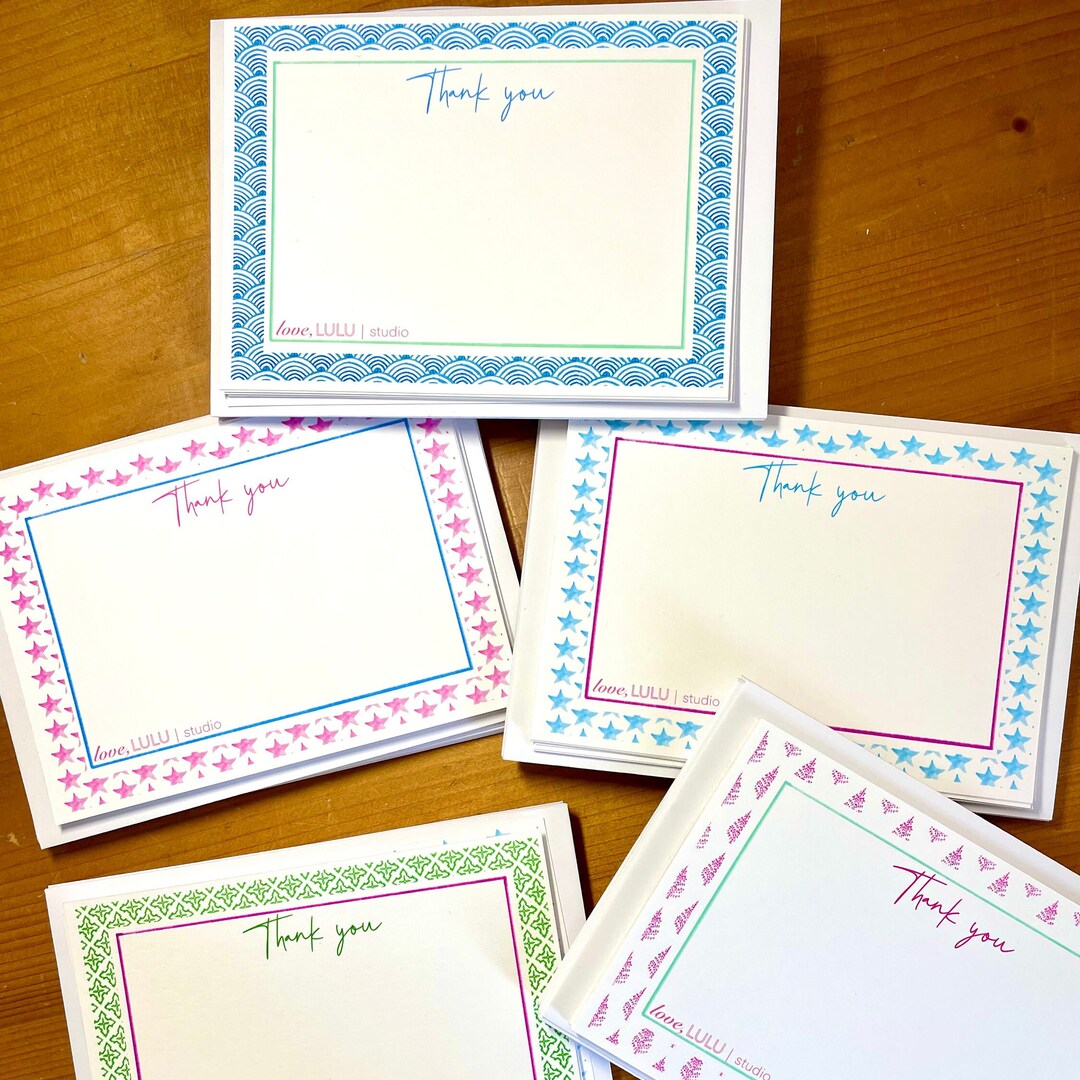 Thank You Cards Set - Pack of 10 - Colourful Borders - Etsy