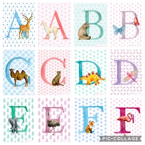 Impresión de letras de animales del alfabeto